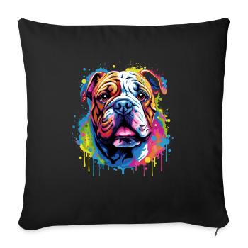English Bulldog Pop Art I Dog Lover I Splash Art - Sofa pillowcase 17,3'' x 17,3'' (45 x 45 cm) - black - Front