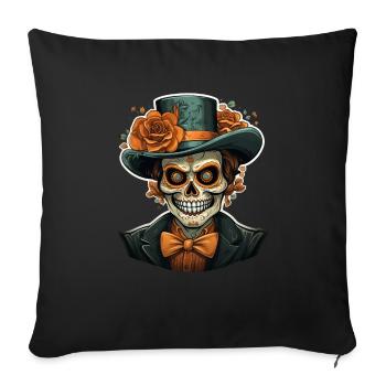 Day Of The Dead I Sugar Skull I Dia De Los Muertos - Sofakissenbezug 45 x 45 cm - Schwarz - Vorne
