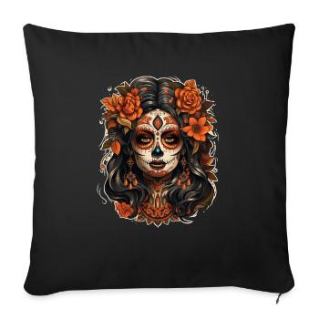 Day Of The Dead I Sugar Skull I Dia De Los Muertos - Sofakissenbezug 45 x 45 cm - Schwarz - Vorne