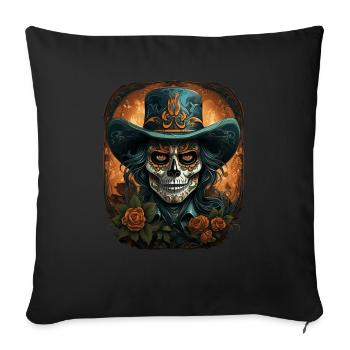 Day Of The Dead I Sugar Skull I Dia De Los Muertos - Sofakissenbezug 45 x 45 cm - Schwarz - Vorne