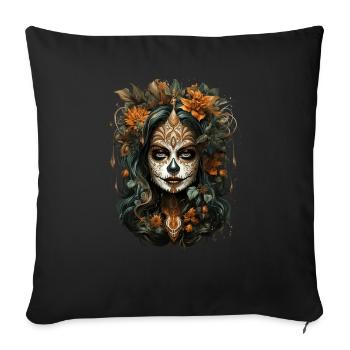 Day Of The Dead I Sugar Skull I Dia De Los Muertos - Sofakissenbezug 45 x 45 cm - Schwarz - Vorne