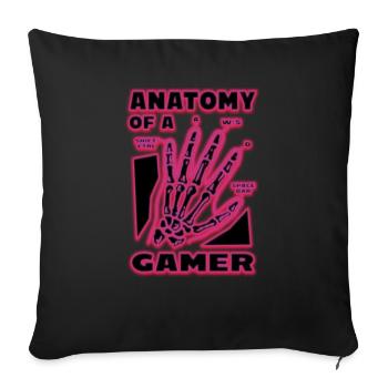 Anatomie eines Gamers Lustig - Sofakissenbezug 45 x 45 cm - Schwarz - Vorne