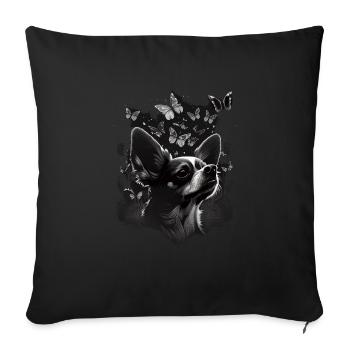 Chihuahua with Butterfly |Cute Dog Colorful Nature - Sofa pillowcase 17,3'' x 17,3'' (45 x 45 cm) - black - Front