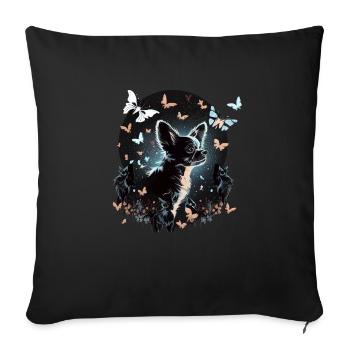 Chihuahua with Butterfly |Cute Dog Colorful Nature - Sofa pillowcase 17,3'' x 17,3'' (45 x 45 cm) - black - Front