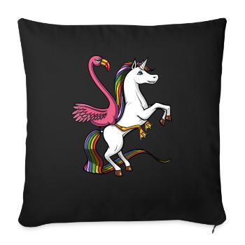 Flamingo Bird Riding Licorne magique - Housse de coussin décorative 45 x 45 cm - noir - Devant