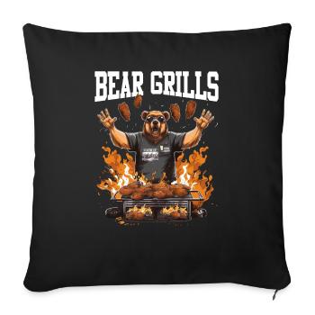 Bear Grills Barbecue BBQ Grillades Camping Sauvage - Housse de coussin décorative 45 x 45 cm - noir - Devant