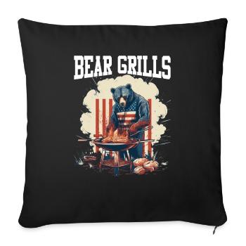 Bear Grills Barbecue BBQ Grillades Camping Sauvage - Housse de coussin décorative 45 x 45 cm - noir - Devant