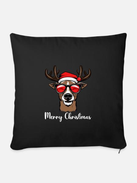Merry Christmas Reindeer Xmas Family Men Women - Sofa pillowcase 17,3'' x 17,3'' (45 x 45 cm) - black