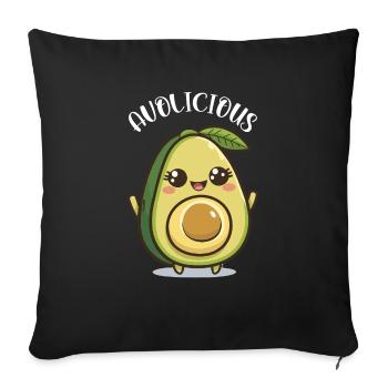 Cute little Avocado with the Text "Avolicious" - Sofakissenbezug 45 x 45 cm - Schwarz - Vorne