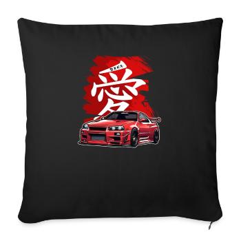 Jdm / Tuning / Turbocharger / Rims / Chiptuning - Sofa pillowcase 17,3'' x 17,3'' (45 x 45 cm) - black - Front