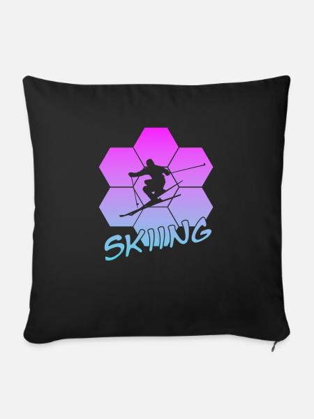 Skiing - Sofakissenbezug 45 x 45 cm - Schwarz