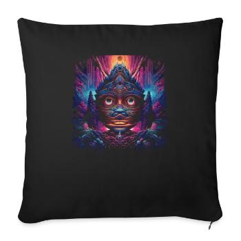 Fantasy Mushroom | Forest | Nature | Goa Festival - Sofa pillowcase 17,3'' x 17,3'' (45 x 45 cm) - black - Front