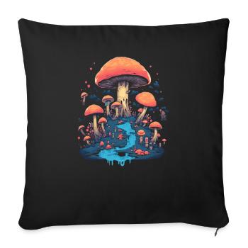 Fantasy Mushroom | Forest | Nature | Goa Festival - Sofa pillowcase 17,3'' x 17,3'' (45 x 45 cm) - black - Front
