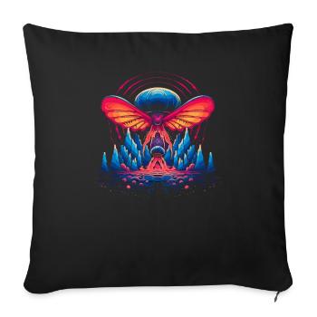 Fantasy Mushroom | Forest | Nature | Goa Festival - Sofa pillowcase 17,3'' x 17,3'' (45 x 45 cm) - black - Front