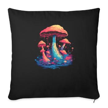Fantasy Mushroom | Forest | Nature | Goa Festival - Sofa pillowcase 17,3'' x 17,3'' (45 x 45 cm) - black - Front
