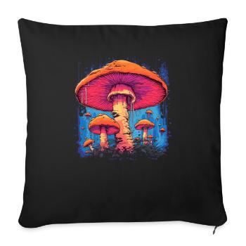 Fantasy Mushroom | Forest | Nature | Goa Festival - Sofa pillowcase 17,3'' x 17,3'' (45 x 45 cm) - black - Front