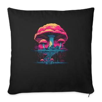 Fantasy Mushroom | Forest | Nature | Goa Festival - Sofa pillowcase 17,3'' x 17,3'' (45 x 45 cm) - black - Front