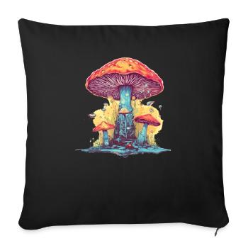 Fantasy Mushroom | Forest | Nature | Goa Festival - Sofa pillowcase 17,3'' x 17,3'' (45 x 45 cm) - black - Front