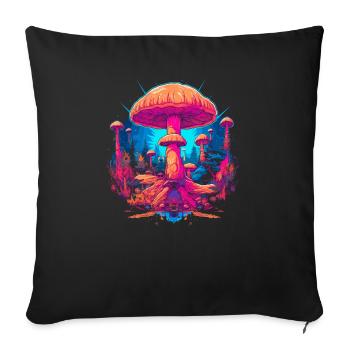 Fantasy Mushroom | Forest | Nature | Goa Festival - Sofa pillowcase 17,3'' x 17,3'' (45 x 45 cm) - black - Front