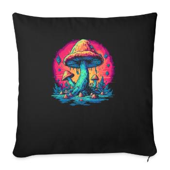 Fantasy Mushroom | Forest | Nature | Goa Festival - Sofa pillowcase 17,3'' x 17,3'' (45 x 45 cm) - black - Front