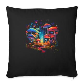 Fantasy Mushroom | Forest | Nature | Goa Festival - Sofa pillowcase 17,3'' x 17,3'' (45 x 45 cm) - black - Front