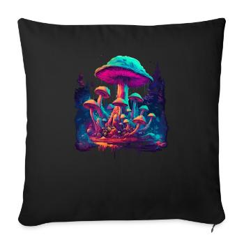 Fantasy Mushroom | Forest | Nature | Goa Festival - Sofa pillowcase 17,3'' x 17,3'' (45 x 45 cm) - black - Front