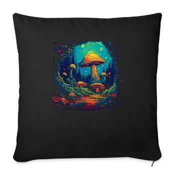 Fantasy Mushroom | Forest | Nature | Goa Festival - Sofa pillowcase 17,3'' x 17,3'' (45 x 45 cm) - black - Front
