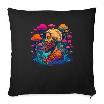 Fantasy Mushroom | Forest | Nature | Goa Festival - Sofa pillowcase 17,3'' x 17,3'' (45 x 45 cm) - black - Front