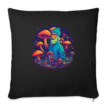 Fantasy Mushroom | Forest | Nature | Goa Festival - Sofa pillowcase 17,3'' x 17,3'' (45 x 45 cm) - black - Front
