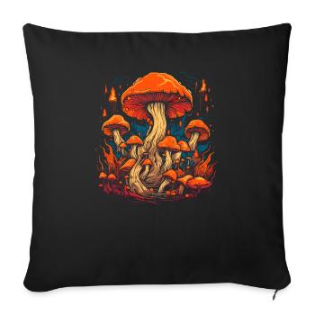 Noël | Fantaisie | Champignon | Forêt | Festival - Housse de coussin décorative 45 x 45 cm - noir - Devant
