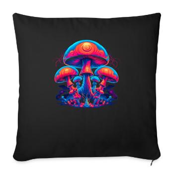 Fantasy Mushroom | Forest | Nature | Goa Festival - Sofa pillowcase 17,3'' x 17,3'' (45 x 45 cm) - black - Front