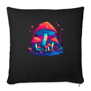 Fantasy Mushroom | Forest | Nature | Goa Festival - Sofa pillowcase 17,3'' x 17,3'' (45 x 45 cm) - black - Front