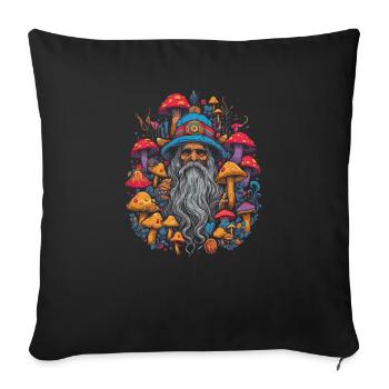 Fantasy Mushroom | Forest | Nature | Goa Festival - Sofa pillowcase 17,3'' x 17,3'' (45 x 45 cm) - black - Front
