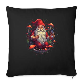 Christmas | Fantasy | Mushroom | Forest | Goa - Sofa pillowcase 17,3'' x 17,3'' (45 x 45 cm) - black - Front