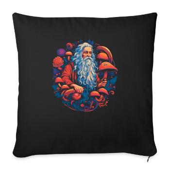Fantasy Mushroom | Forest | Nature | Goa Festival - Sofa pillowcase 17,3'' x 17,3'' (45 x 45 cm) - black - Front