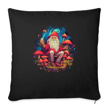 Fantasy Mushroom | Forest | Nature | Goa Festival - Sofa pillowcase 17,3'' x 17,3'' (45 x 45 cm) - black - Front