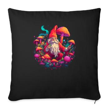 Fantasy Mushroom | Forest | Nature | Goa Festival - Sofa pillowcase 17,3'' x 17,3'' (45 x 45 cm) - black - Front
