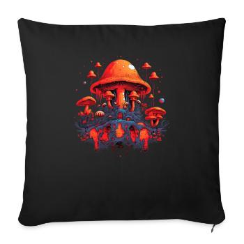 Fantasy Mushroom | Forest | Nature | Goa Festival - Sofa pillowcase 17,3'' x 17,3'' (45 x 45 cm) - black - Front
