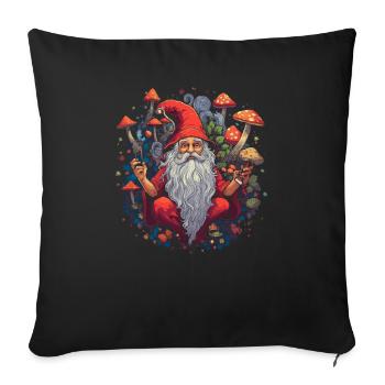 Fantasy Mushroom | Forest | Nature | Goa Festival - Sofa pillowcase 17,3'' x 17,3'' (45 x 45 cm) - black - Front