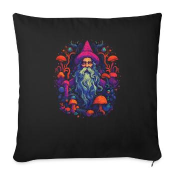 Fantasy Mushroom | Forest | Nature | Goa Festival - Sofa pillowcase 17,3'' x 17,3'' (45 x 45 cm) - black - Front
