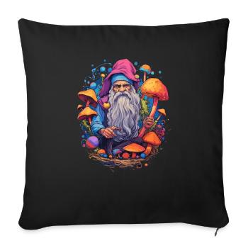 Fantasy Mushroom | Forest | Nature | Goa Festival - Sofa pillowcase 17,3'' x 17,3'' (45 x 45 cm) - black - Front