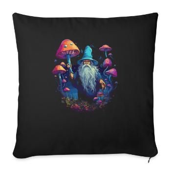 Fantasy Mushroom | Forest | Nature | Goa Festival - Sofa pillowcase 17,3'' x 17,3'' (45 x 45 cm) - black - Front