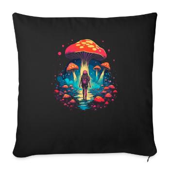 Fantasy Mushroom | Forest | Nature | Goa Festival - Sofa pillowcase 17,3'' x 17,3'' (45 x 45 cm) - black - Front