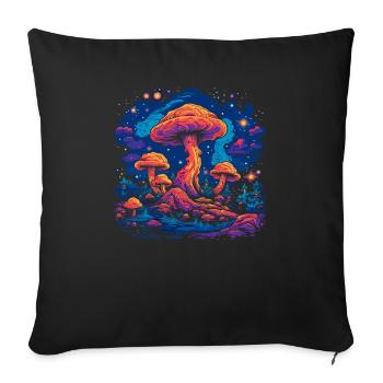 Fantasy Mushroom | Forest | Nature | Goa Festival - Sofa pillowcase 17,3'' x 17,3'' (45 x 45 cm) - black - Front