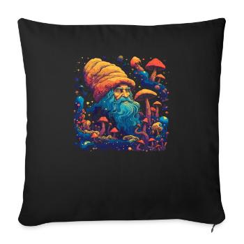 Fantasy Mushroom | Forest | Nature | Goa Festival - Sofa pillowcase 17,3'' x 17,3'' (45 x 45 cm) - black - Front