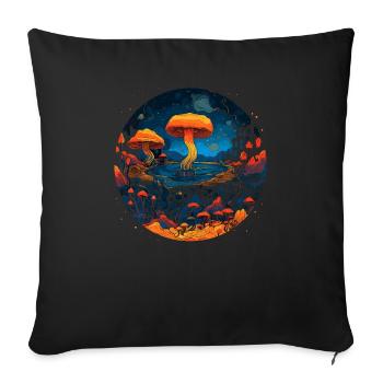 Fantasy Mushroom | Forest | Nature | Goa Festival - Sofa pillowcase 17,3'' x 17,3'' (45 x 45 cm) - black - Front