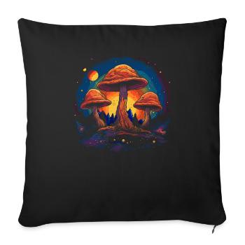 Fantasy Mushroom | Forest | Nature | Goa Festival - Sofa pillowcase 17,3'' x 17,3'' (45 x 45 cm) - black - Front