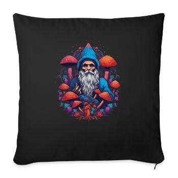 Fantasy Mushroom | Forest | Nature | Goa Festival - Sofa pillowcase 17,3'' x 17,3'' (45 x 45 cm) - black - Front
