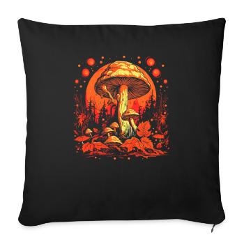 Fantasy Mushroom | Forest | Nature | Goa Festival - Sofa pillowcase 17,3'' x 17,3'' (45 x 45 cm) - black - Front