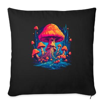 Fantasy Mushroom | Forest | Nature | Goa Festival - Sofa pillowcase 17,3'' x 17,3'' (45 x 45 cm) - black - Front